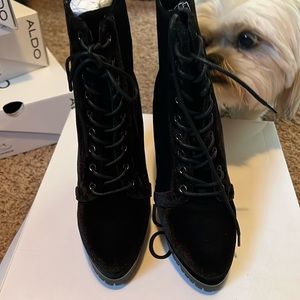 Black velvet boots